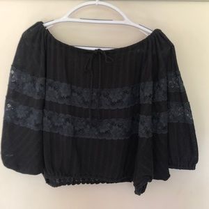 Free People Lace Crop Shirt